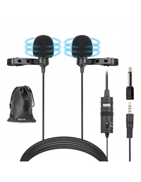 MICRÓFONO LAVALIER DUAL OMNIDIRECCIONAL M1 DM BOYA- BYM1DM