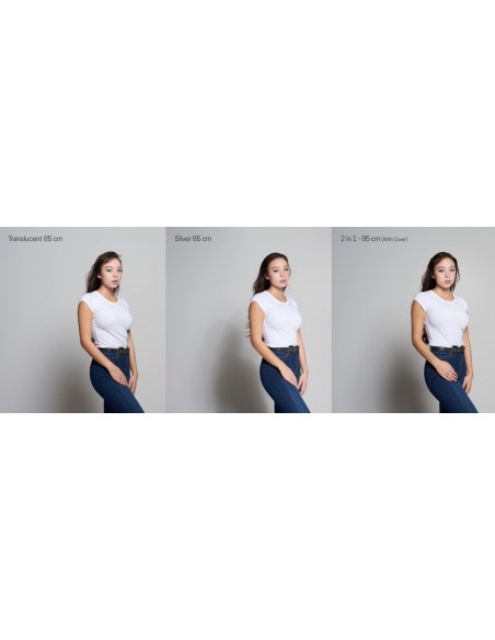 PARAGUAS PARA FLASH PORTALITE 85 CM. SET DOS UNIDADES PLATA/ TRANSLÚCIDO ELINCHROM - EL26062