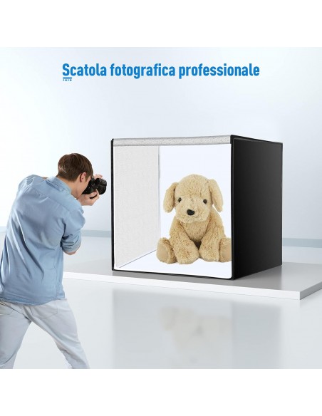 CAJA DE LUZ ESTUDIO FOTOGRÁFICO PORTÁTIL 80X80X80CM CON 3 TIRAS LUZ LED