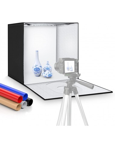 CAJA DE LUZ ESTUDIO FOTOGRÁFICO PORTÁTIL 60X60X60CM CON 3 TIRAS LUZ LED