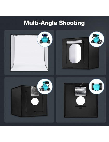 CAJA DE LUZ ESTUDIO FOTOGRÁFICO PORTÁTIL 60X60X60CM CON 3 TIRAS LUZ LED