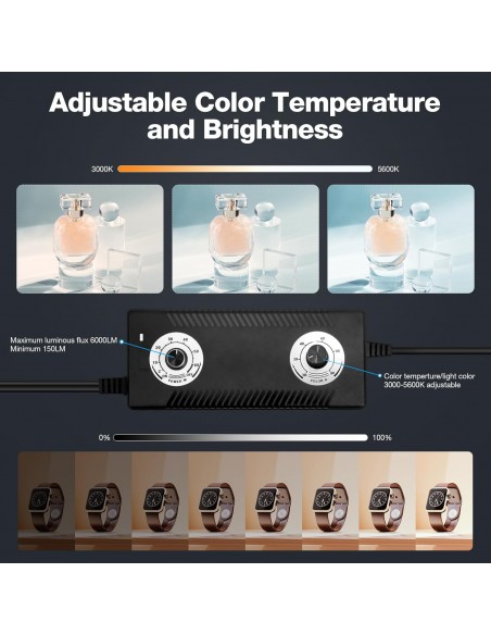 CAJA DE LUZ ESTUDIO FOTOGRÁFICO PORTÁTIL 60X60X60CM CON 3 TIRAS LUZ LED