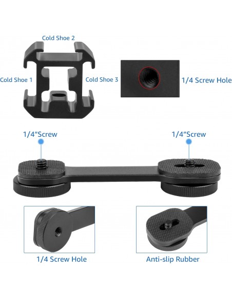 SOPORTE ZAPATA FLASH EXTENSION 3 IN 1 COLD SHOE MOUNT 1/4 " - B0BZPCS1MD