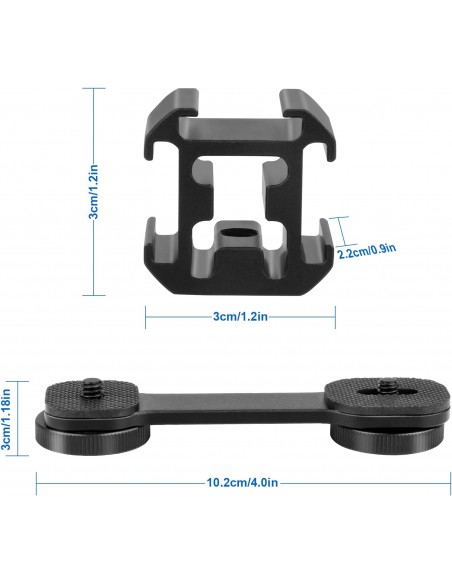 SOPORTE ZAPATA FLASH EXTENSION 3 IN 1 COLD SHOE MOUNT 1/4 " - B0BZPCS1MD