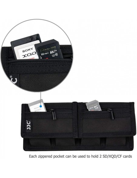 JJC FUNDA TARJETAS DE MEMORIA + 4 BOLSILLOS PARA BATERIAS CÁMARA - B0834W5PFZ
