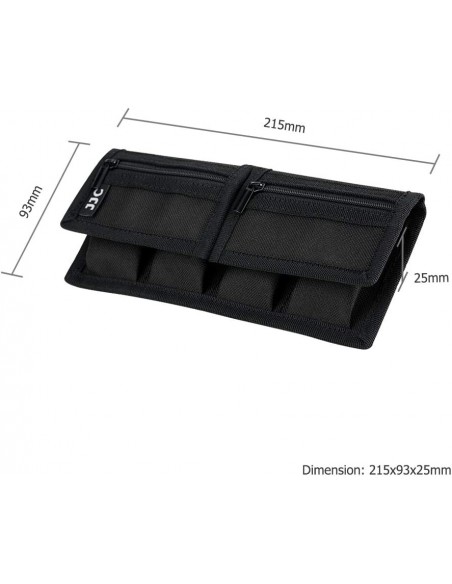 JJC FUNDA TARJETAS DE MEMORIA + 4 BOLSILLOS PARA BATERIAS CÁMARA - B0834W5PFZ