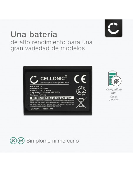 BATERÍA CÁMARA CANON EOS - LP-E10 - (7.4V, 1020MAH)