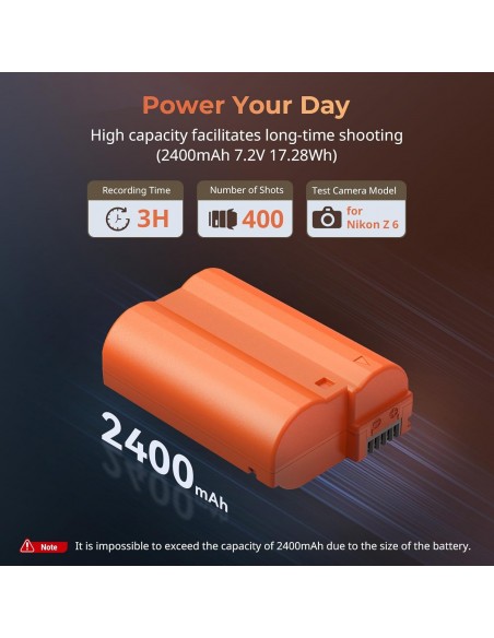 SMALLRIG BATERÍA EN-EL15C -2400 MAH + USB-C - NIKON - NARANJA - 4966