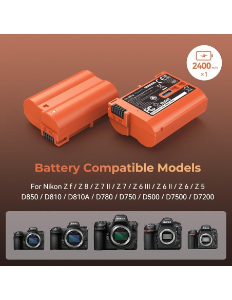 SMALLRIG BATERÍA EN-EL15C -2400 MAH + USB-C - NIKON - NARANJA - 4966