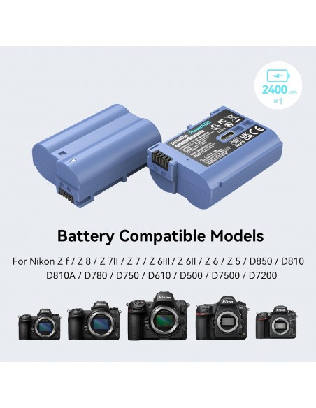 SMALLRIG BATERÍA EN-EL15C -2400 MAH + USB-C - NIKON - AZUL - 4332B