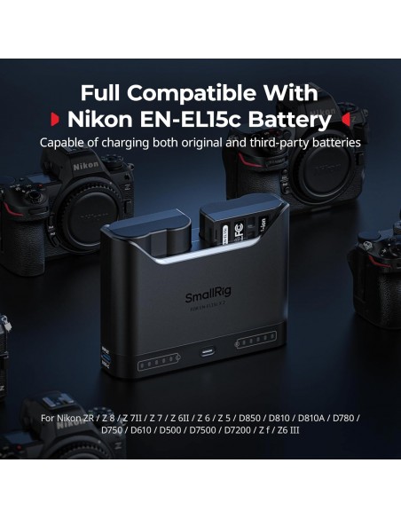 SMALLRIG KIT DE BATERÍAS EN-EL15C - 1940MAH - NIKON + CARGADOR DUAL - 5486