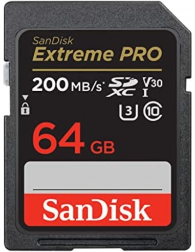 SANDISK 64GB EXTREME PRO SDXC - UHS-I CLASS 10 U3 V30 - 200 MB/S - SDSDXXU-064G-GN4IN